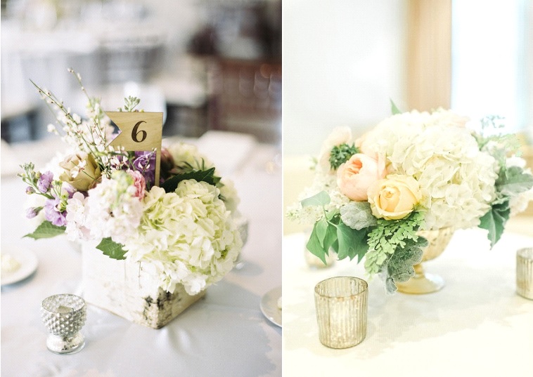 mariage avec des hortensias