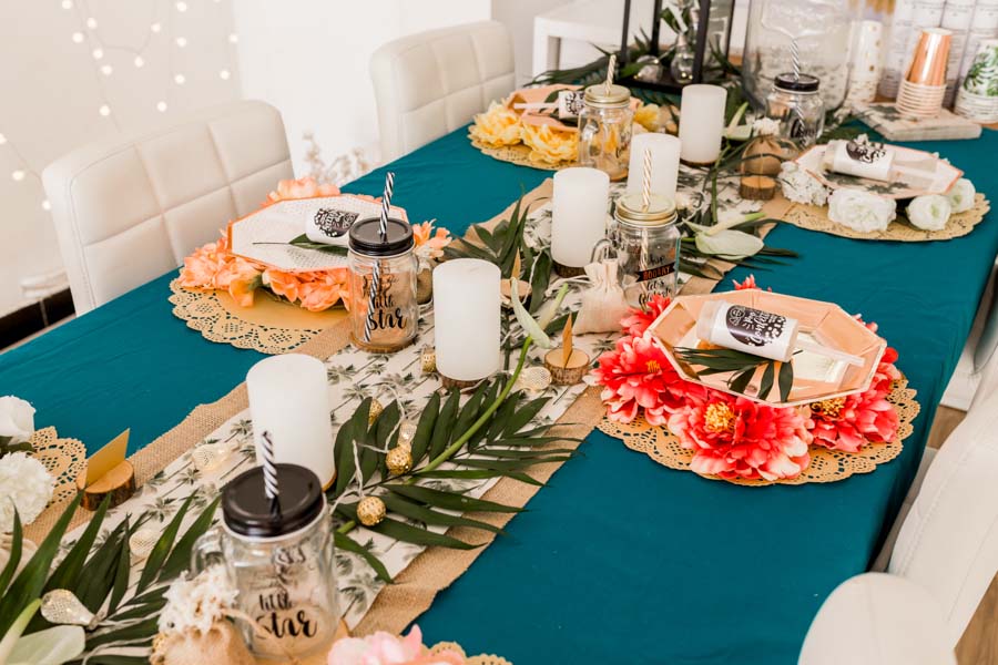 décoration table fête baptême mariage jungle