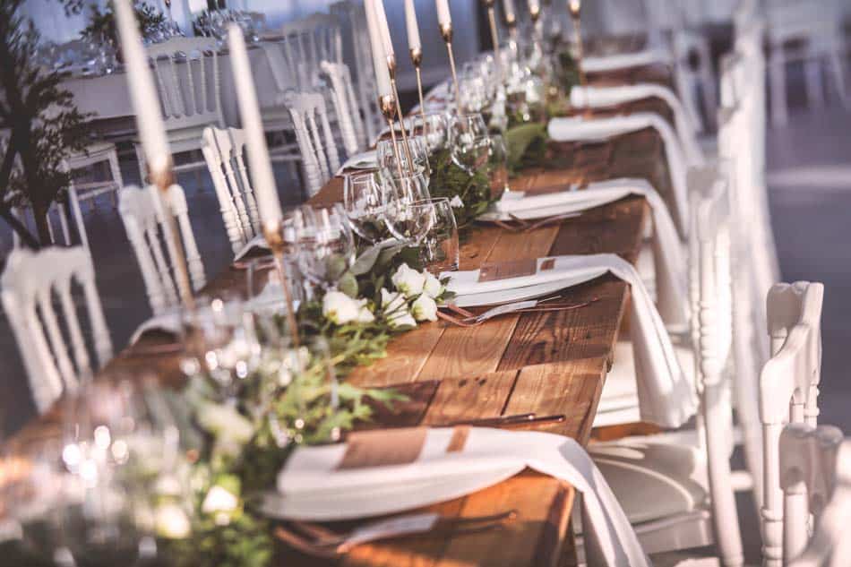 décoration table mariage nature table banquet bois
