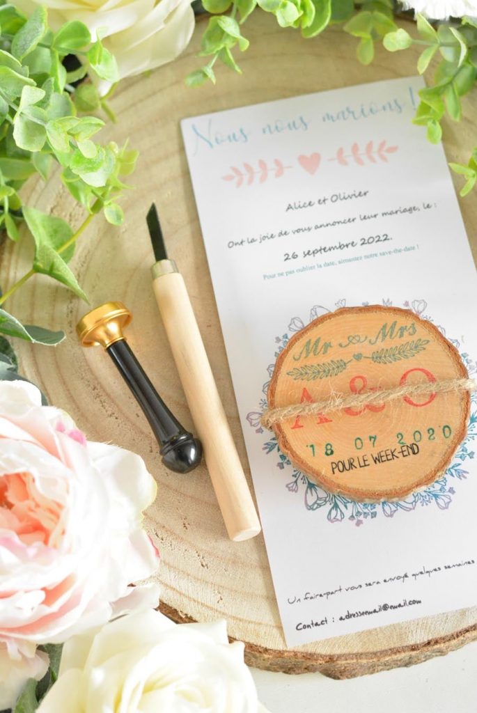 DIY save the date aimant bois mariage