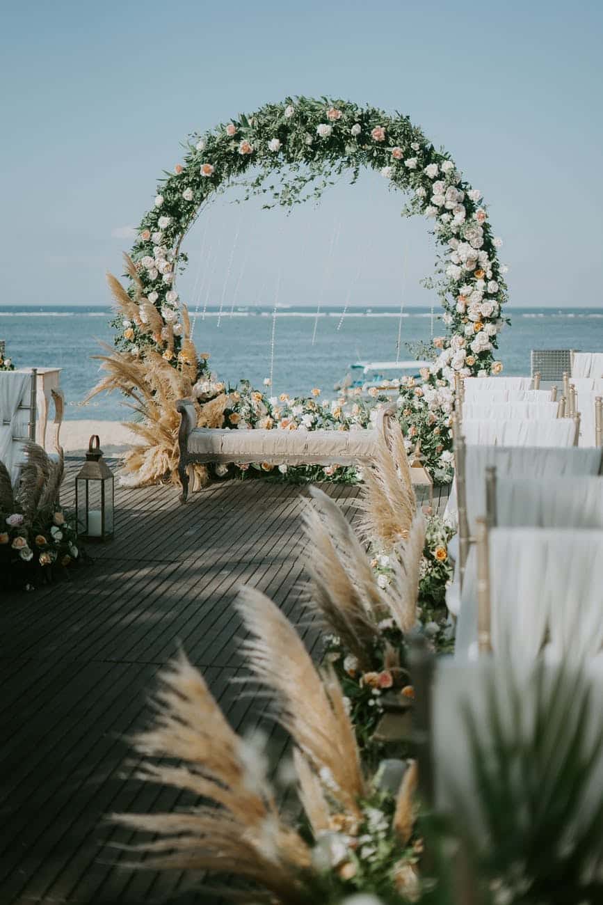 photo of floral arch during daytime