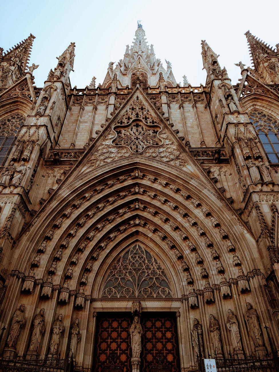 worm s eye view of the barcelona cathedral