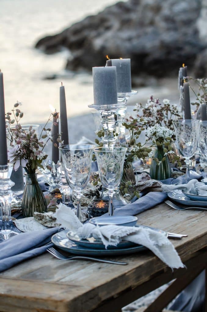 mariage décoration bord de mer bleu