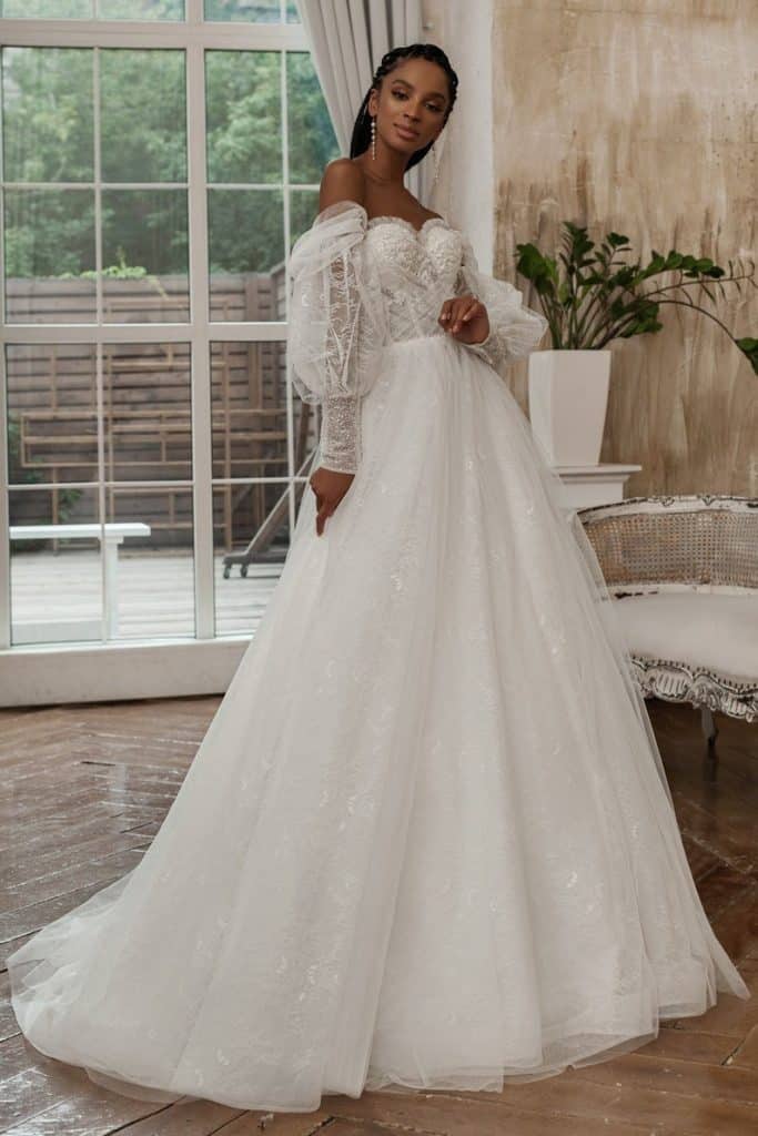 Robe de mariée princesse avec bustier transparent
