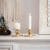 LANLONG Centre de table en forme de candélabre doré de 38,9 cm pour tables, chandelier en cristal à 5 bras pour bougies piliers, bougeoirs en métal pour centre de table de mariage