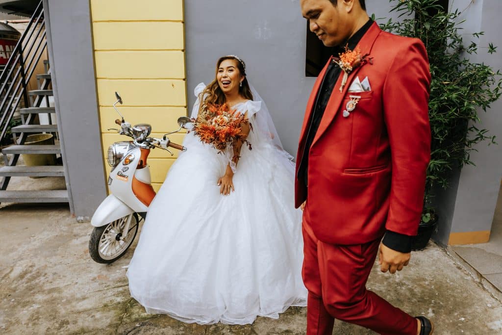 costume mariage orange rouille terracotta