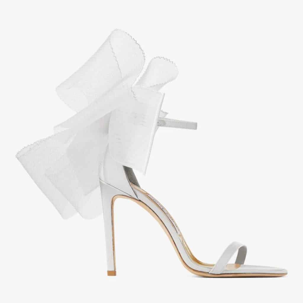 sandales blanches noeud tulle mariage