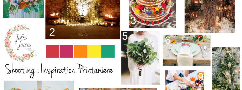 exemple d'un moodboard de mariage pour s'inspirer pour la décoration et l'univers du mariage qui rassemble en images toutes les idées